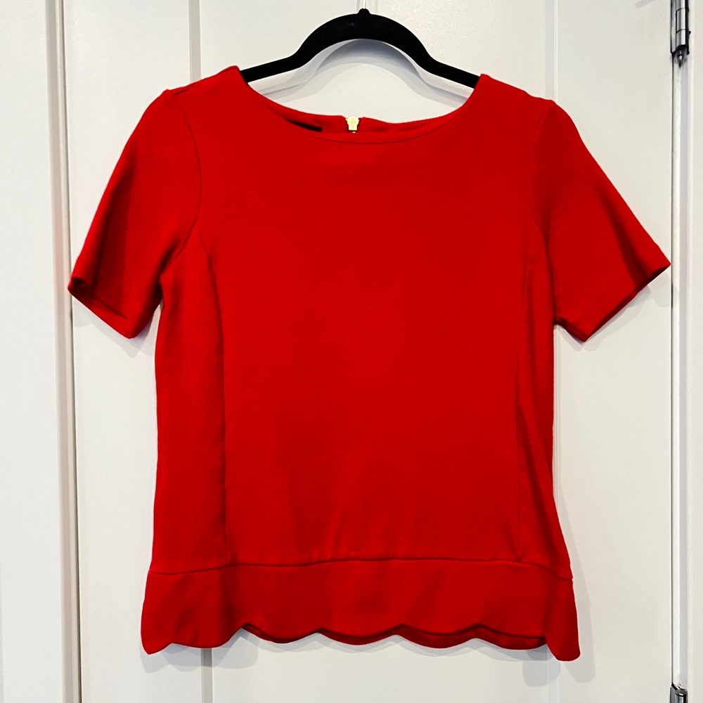 Talbots Red Women's Top Scallop Detail